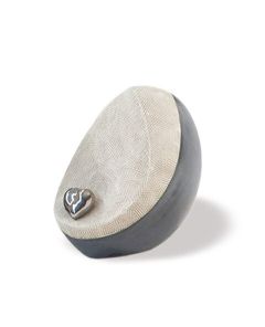 Keramikurne grau-beige mit silbernem Herz klein