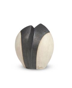 Keramikurne „Lotus“ weiß-grau mini
