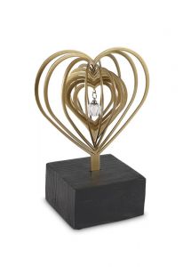 Asche-Skulptur 'Herz' gold mit Asche-Anhänger