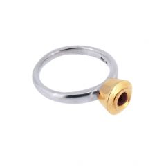Silberen Asche-Ring mit 14 Karat Gelb Golden Kopf