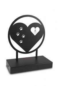 Asche-Skulptur 'Herz mit Hundepfoten' mit Asche-Perle