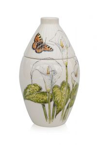 Handbemalte Keramikurne 'Schmetterling mit Aronstabe'