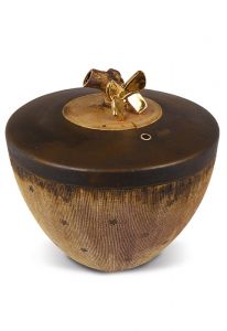 Handgefertigte Urne 'Tolos' braun-gold