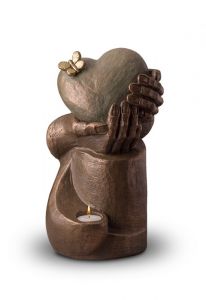 Keramik Urne 'Herzschmerz' mit Kerzenhalter