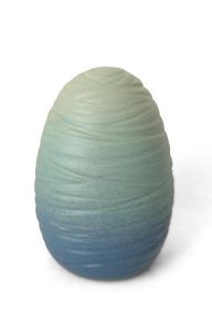 Handgefertigte Keramikurne 'Kokon' blaugrün