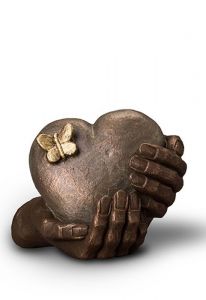 Kleinkeramikurne 'Herzschmerz' | Bronze & Silbergrau Farbe