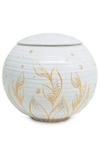 Porzellanurne 'Sfera' - Metallisch goldfarbene Blumen