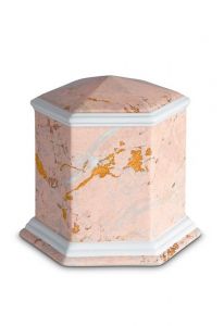 Porzellanurne 'Esagono' | Rosa-marmoriertes Motiv