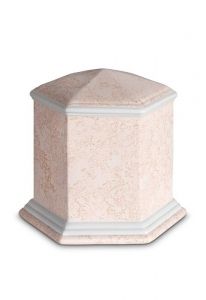 Porzellanurne 'Esagono' | Korallenrosa Relief
