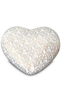 Halbstehende Herz-Urne mit goldfarbenen Blättern - Love Kollektion