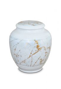 Kleinurne aus Porzellan 'Classica' | Carrara-Marmor mit goldfarbenen Adern Motiv