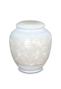 Kleinurne aus Porzellan 'Classica' mit beigem Blumenmotiv