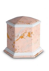 Kleinurne aus Porzellan 'Esagono' | Rosa-marmoriertes Motiv