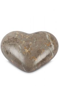 Halbstehende braune Herz-Urne mit Marmormotiv - Love Kollektion