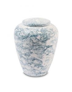 Dunkelblaue Keramikurne mit Marmoroptik