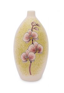 Handbemalte Keramikurne 'Orchidee' weiß-rosa