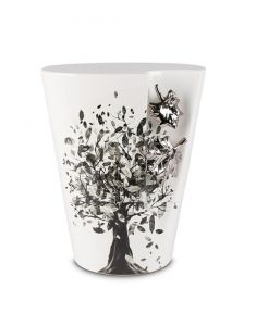 Keramikurne 'Baum des Lebens' mit silbernen Ahornblättern