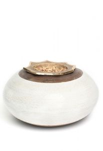 Aschen-Urne groß aus Keramik mit silbernem Herz