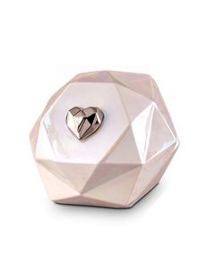 Keramik Kleinurne 'Diamant' mit silbernem Herz