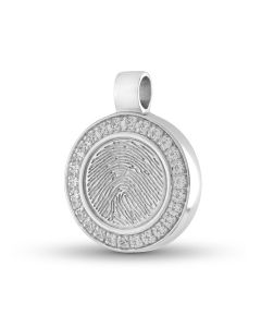 925er-Silber Asche Schmuckstück 'Fingerabdruck Kreis mit Steinchen'