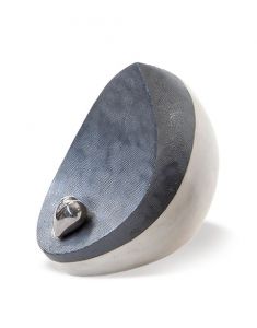 Keramikurne weiβ-grau mit silbernem Herz groβ