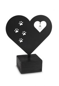Asche-Skulptur 'Herz mit Hundepfoten' mit Asche-Anhänger