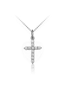 Gedenkanhänger 'Kreuz' aus Silber mit Zirkonia