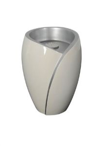 Glasfaserurne 'Luce' mit Kerzenhalter weiβ