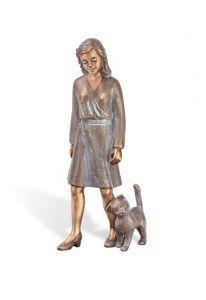Grabskulptur Frau mit Katze – Grabdekoration – 3D, freistehend, Gewindestifte unten