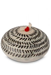Handgefertigte Keramik-Kleinurne mit schwarze Streifen