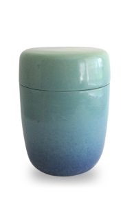 Handgefertigte Keramikurne blau-türkis