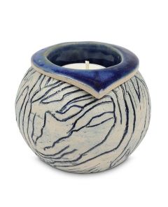Handgefertigte Kleinurne „Ares“ mit Kerzenhalter - blau