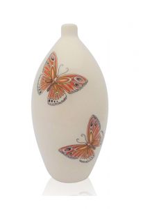 Handbemalte Keramikurne 'Schmetterlinge' orange