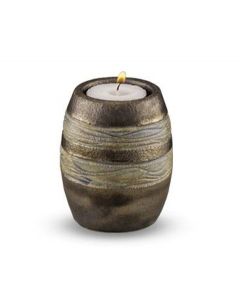 Keramikkleinurne mit Kerzenhalter braun
