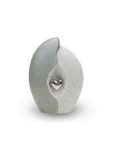 Keramikkleinurne grau-silber mit silbernem Herz