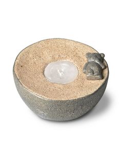 Keramikkleinurne 'Bärchen' grau-beige mit Teelichthalter