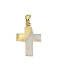 Gedenkanhänger 'Kreuz' aus 14 Karat Bicolor Gold