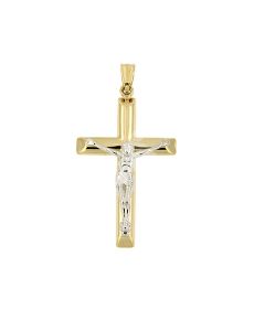Gedenkanhänger aus 14 Karat Bicolor Gold 'Kreuz mit Christus'