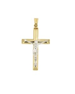Gedenkanhänger aus 14 Karat Bicolor Gold 'Kreuz mit Christus'