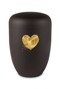 Stahlurne schwarz 'Goldenes Herz'