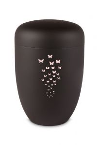 Stahlurne schwarz mit Schmetterlingen