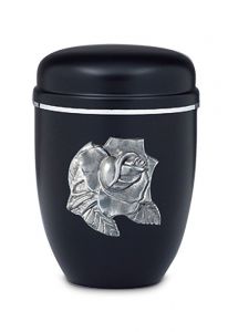 Stahlurne 'Rose' schwarz-silber