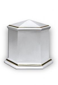 Kleinurne aus Porzellan 'Sechseck' weiβ mit Ring