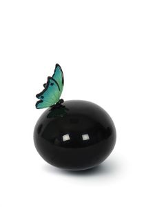 Kleinurne aus Glasfaser 'Schmetterling' grün
