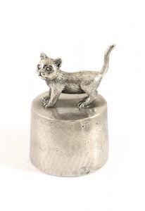 Katze stehend Urne Silber Zinn