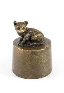 Katze sitzend klein Urne brüniert
