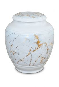 Porzellanurne 'Classica' | Carrara-Marmor mit goldfarbenen Adern
