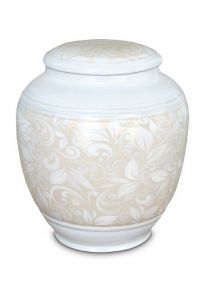 Porzellanurne 'Classica' mit beigem Blumenmotiv