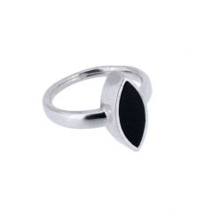 Asche-Ring Onyx Silberen Navette