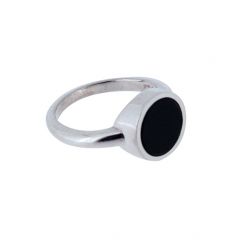 Asche-Ring Onyx rund Silber